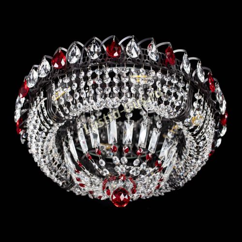 Люстра Кольцо Классика Черная с красными подвесками в Кирове Гусь Хрустальный