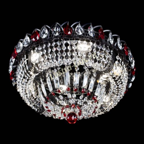 Люстра Кольцо Классика Черная с красными подвесками в Кирове Гусь Хрустальный