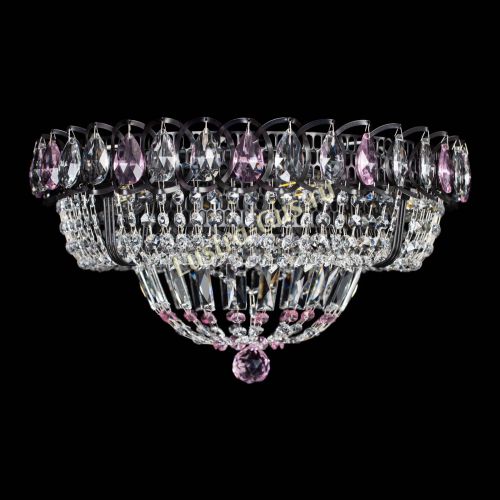 Люстра Кольцо Классика Черная с розовыми подвесками в Кирове Гусь Хрустальный