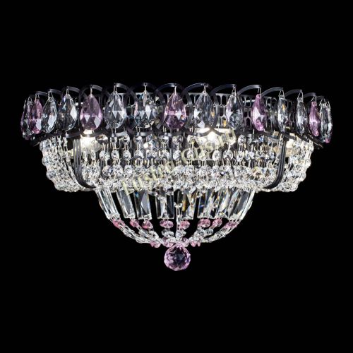 Люстра Кольцо Классика Черная с розовыми подвесками в Кирове Гусь Хрустальный