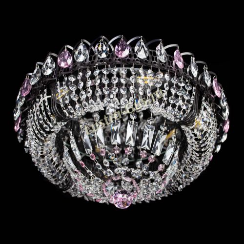 Люстра Кольцо Классика Черная с розовыми подвесками в Кирове Гусь Хрустальный