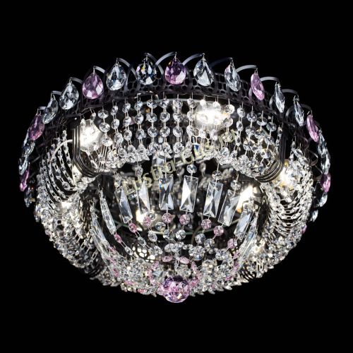 Люстра Кольцо Классика Черная с розовыми подвесками в Кирове Гусь Хрустальный