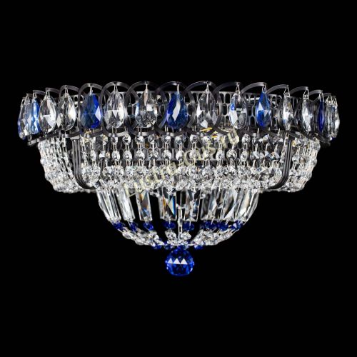 Люстра Кольцо Классика Черная с синими подвесками в Кирове Гусь Хрустальный