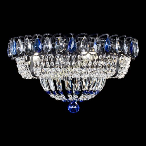 Люстра Кольцо Классика Черная с синими подвесками в Кирове Гусь Хрустальный