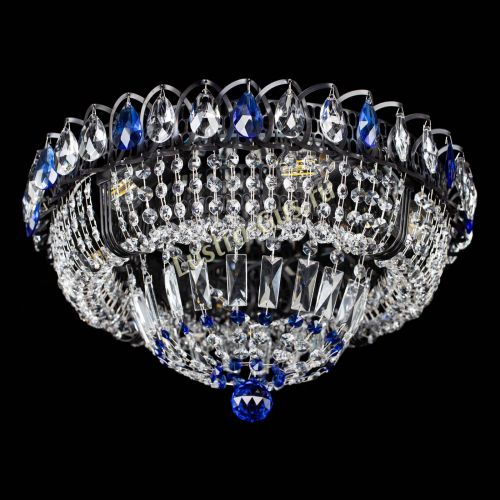 Люстра Кольцо Классика Черная с синими подвесками в Кирове Гусь Хрустальный