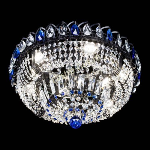 Люстра Кольцо Классика Черная с синими подвесками в Кирове Гусь Хрустальный