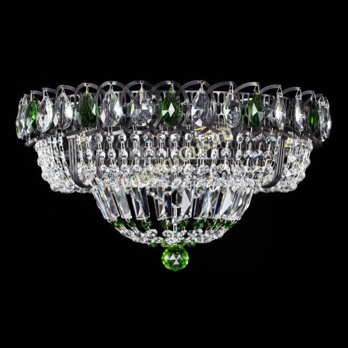 Люстра Кольцо Классика Черная с зелеными подвесками в Кирове Гусь Хрустальный