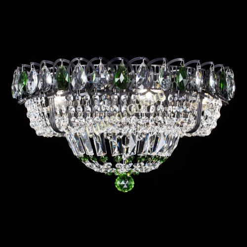 Люстра Кольцо Классика Черная с зелеными подвесками в Кирове Гусь Хрустальный