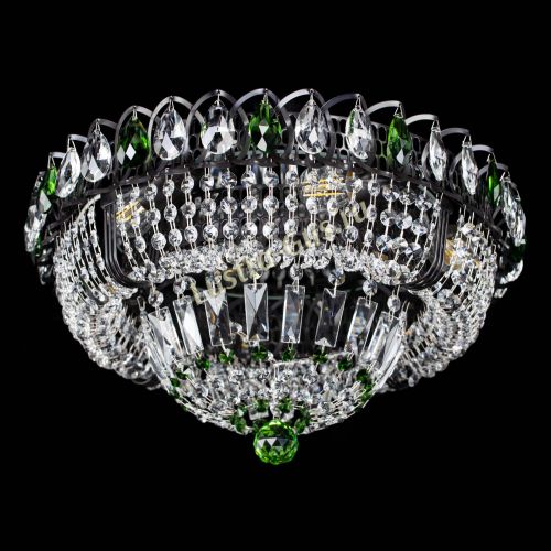 Люстра Кольцо Классика Черная с зелеными подвесками в Кирове Гусь Хрустальный