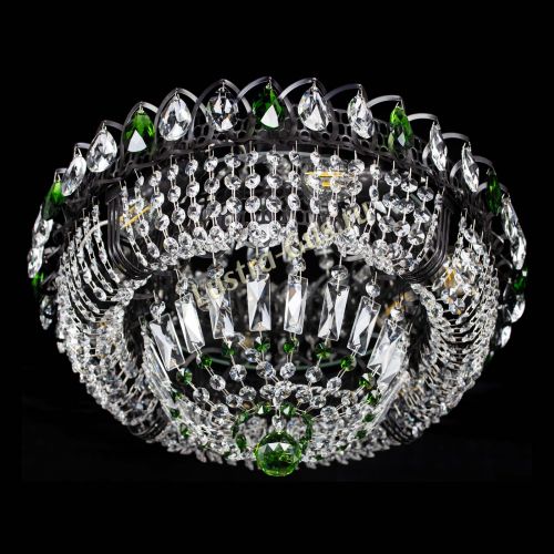 Люстра Кольцо Классика Черная с зелеными подвесками в Кирове Гусь Хрустальный