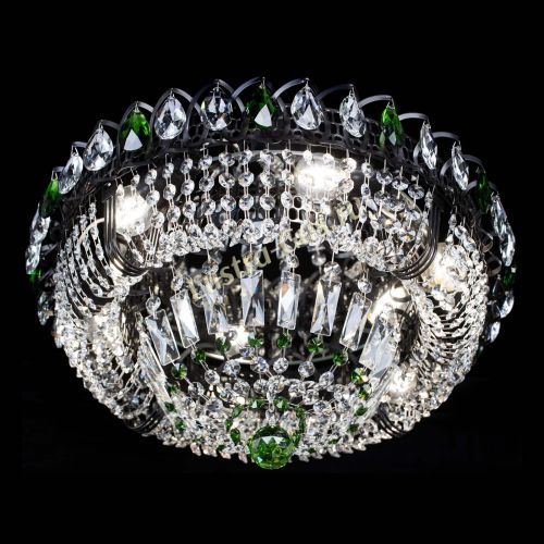 Люстра Кольцо Классика Черная с зелеными подвесками в Кирове Гусь Хрустальный