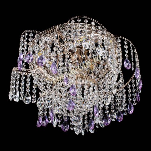 Люстра Космея №4 фиолетовая в Кирове Гусь Хрустальный