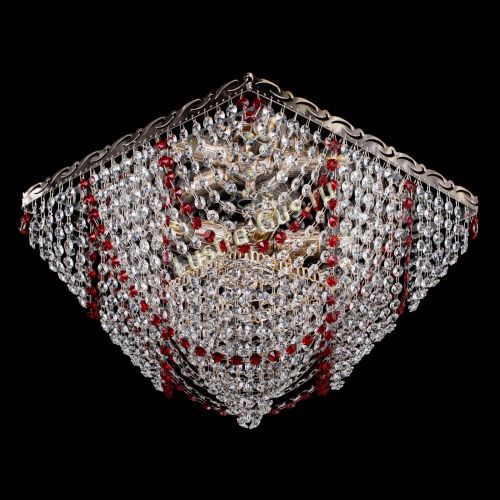 Люстра Квадрат Бриз красная в Кирове Гусь Хрустальный