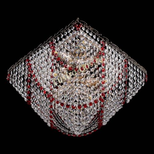 Люстра Квадрат Бриз красная в Кирове Гусь Хрустальный