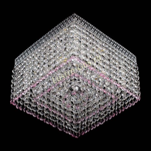 Люстра Квадрат Венеция №3 розовая в Кирове Гусь Хрустальный