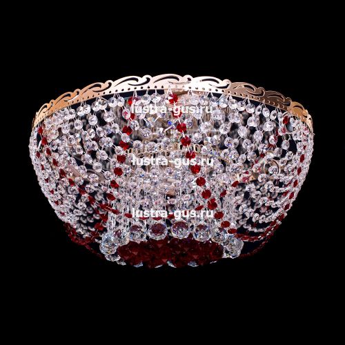 Люстра Анжелика 6 ламп + низ красная в Кирове Гусь Хрустальный