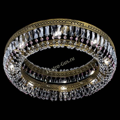 Люстра Венеция Кольцо №8 пластинка под бронзу Розовая в Кирове Гусь Хрустальный