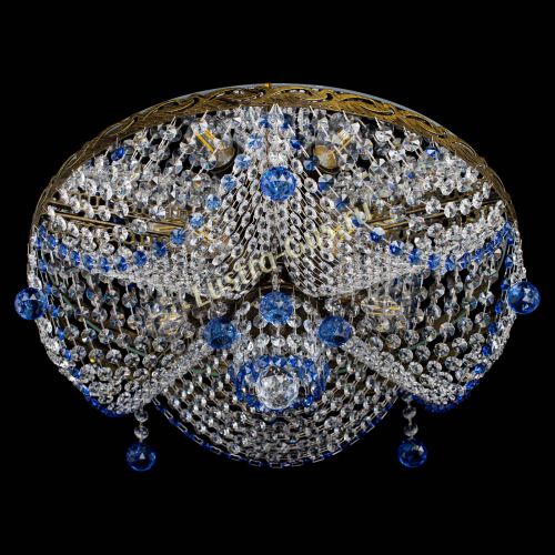 Люстра Виктория Синяя под бронзу в Кирове Гусь Хрустальный