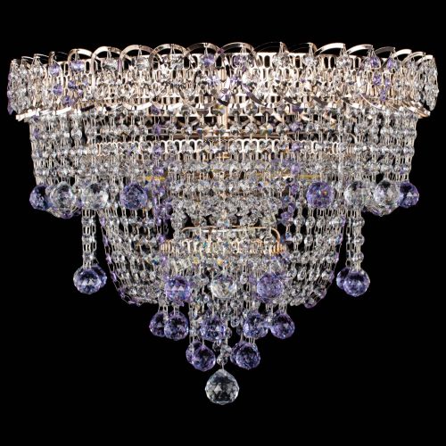 Люстра Водопад Софья фиолетовая в Кирове Гусь Хрустальный