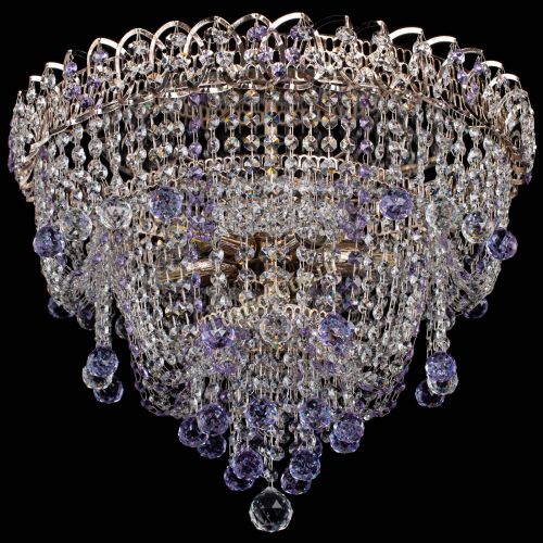 Люстра Водопад Софья фиолетовая в Кирове Гусь Хрустальный