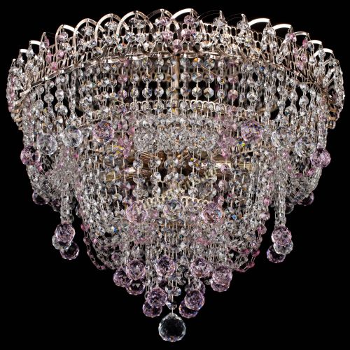 Люстра Водопад Софья розовая в Кирове Гусь Хрустальный