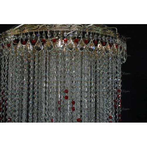 Люстра Вьюга длинная красная в Кирове Гусь Хрустальный