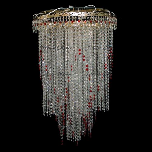 Люстра Вьюга длинная красная в Кирове Гусь Хрустальный