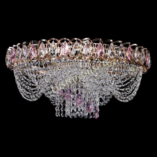 Люстра Жасмин Каскад розовый в Кирове Гусь Хрустальный