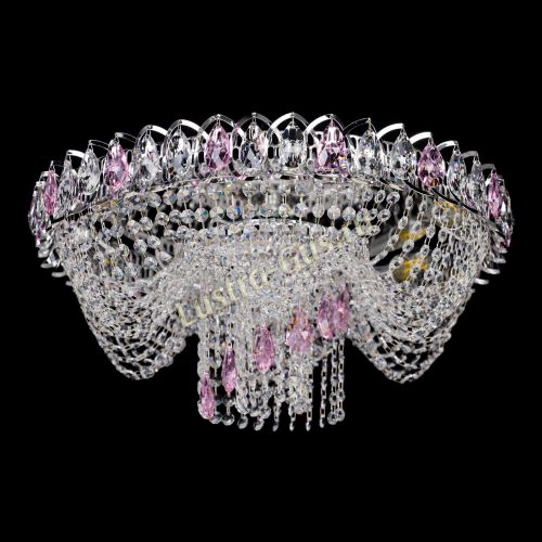 Люстра Жасмин Каскад розовый в Кирове Гусь Хрустальный