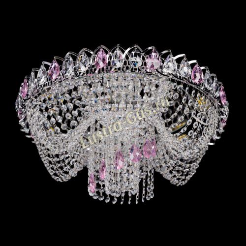 Люстра Жасмин Каскад розовый в Кирове Гусь Хрустальный